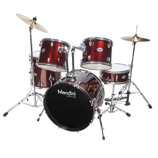 NEW 5 PIECE COMPLETE DRUM SET +CYMBAL+STOOL ~WINE RED  