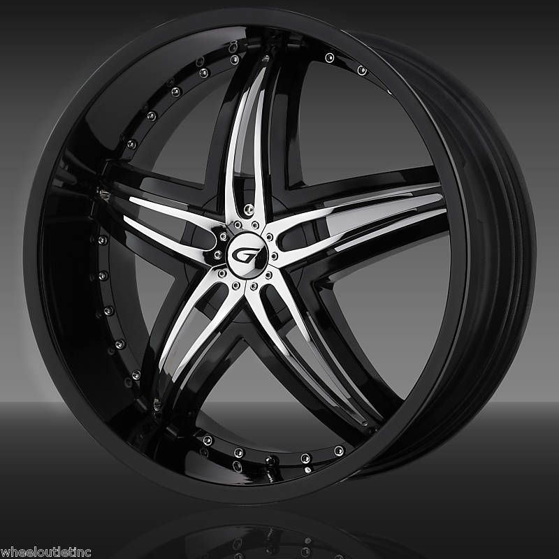 20 Gianna Wheels Blitz Black Rim Tire Jaguar 350Z CTS Audi Lexus 