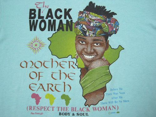 AFRICA 80s vtg BLACK WOMAN T SHIRT afrocentric SOUL LARGE  