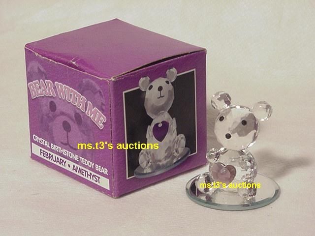 CRYSTAL BEAR FEBRUARY AMETHYST PURPLE HEART BIRTHSTONE  