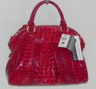 BRAHMIN LOUISE ROSE LACQUER RED GLOSSY LADY MELBOURNE SATCHEL HANDBAG 