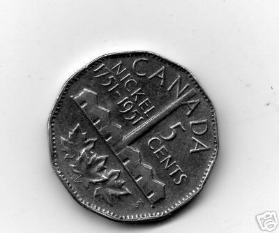1951 CANADA SUDBURRY COMMEMORATIVE 5CENT COIN SCARCE  