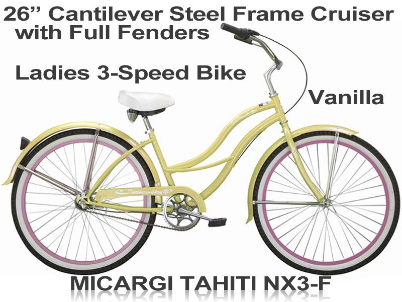 Micargi Tahiti NX3 F 26 Ladies Cantilever Beach Cruiser Bicycle 