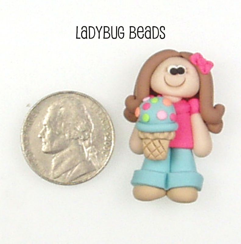 Popsicle Party Girl Polymer Clay Bead  