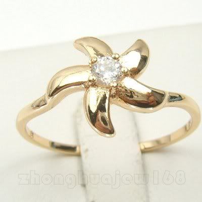 UNIQUE SIZE8 LADYS LILY SAPPHIRE CZ 10KT REAL YELLOW GOLD FILLED 