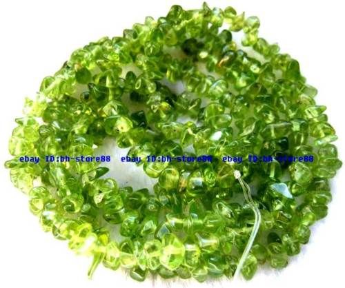 7mm Natural Green Peridot chips baroque Beads 34  
