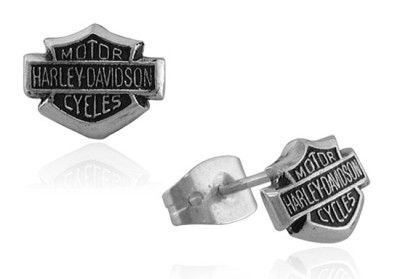 Harley Davidson Bar & Shield sterling post earrings MOD0085 NR .99cts 
