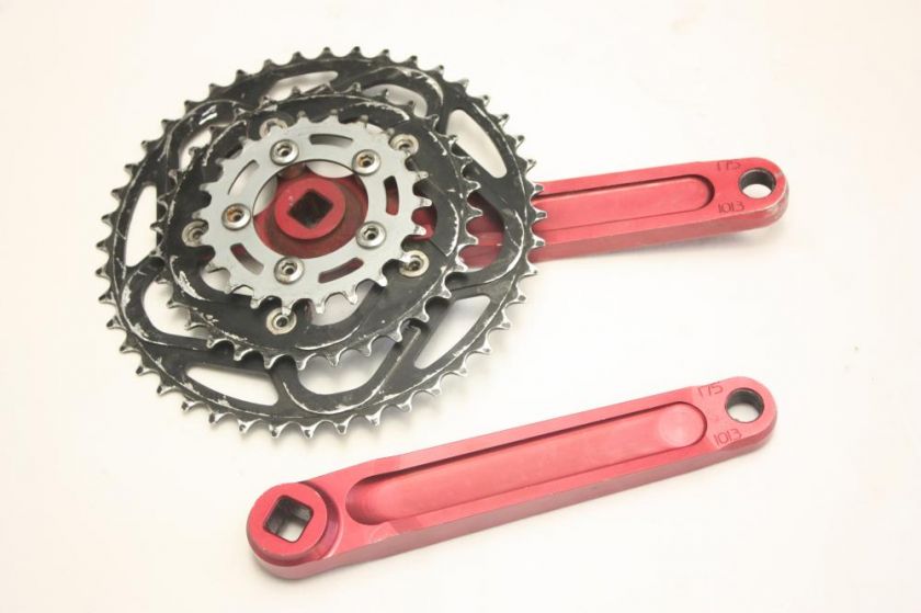 Retro Race Face Turbine Crankset   Anodized Red 22/32/44T 175mm Forged 