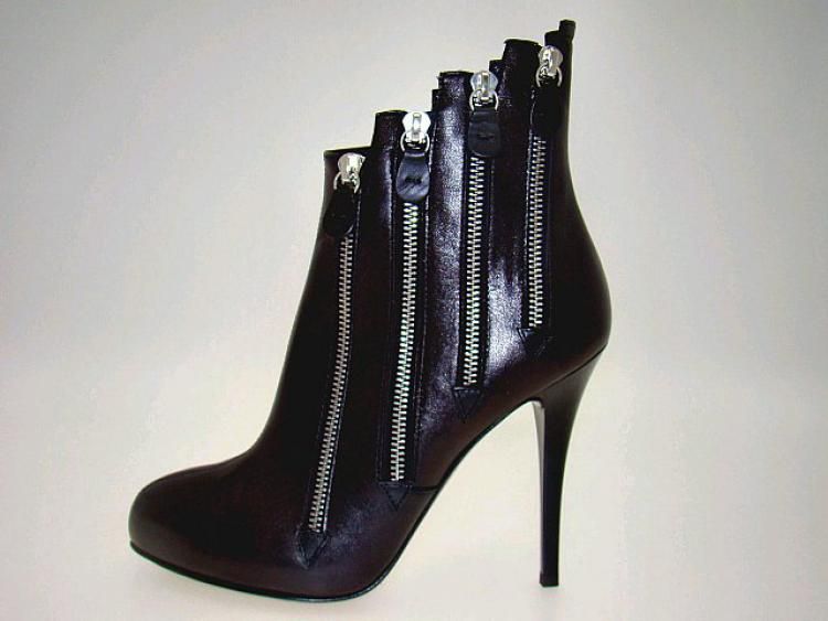 Womens Ankle Boots High Heels Giuseppe Zanotti Black Leather Zip Viv 