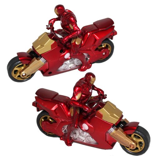 3x Iron Man 2 Action Figure Motorbike Car Drive Set  