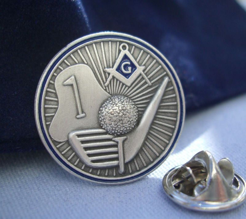 Masonic Golf Ball Golfing Sport Lapel Pin Plus Pouch  