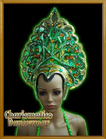 GREEN Drag Queen Pageant CABARET BURLESQUE HEADDRESS  