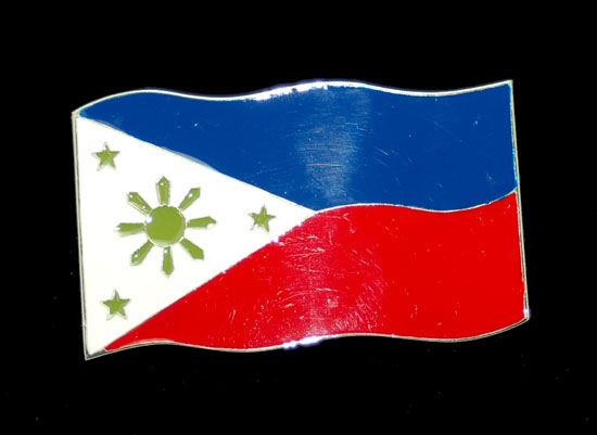 Nation of Philippines   Philipino Flag Belt Buckle  