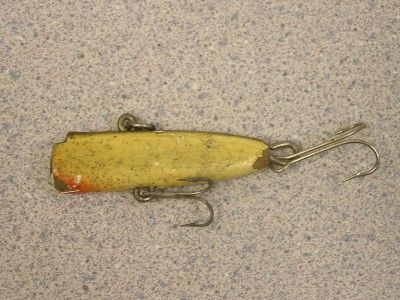 Vintage Wooden Fishing Lure W/ Double Treble Hooks  