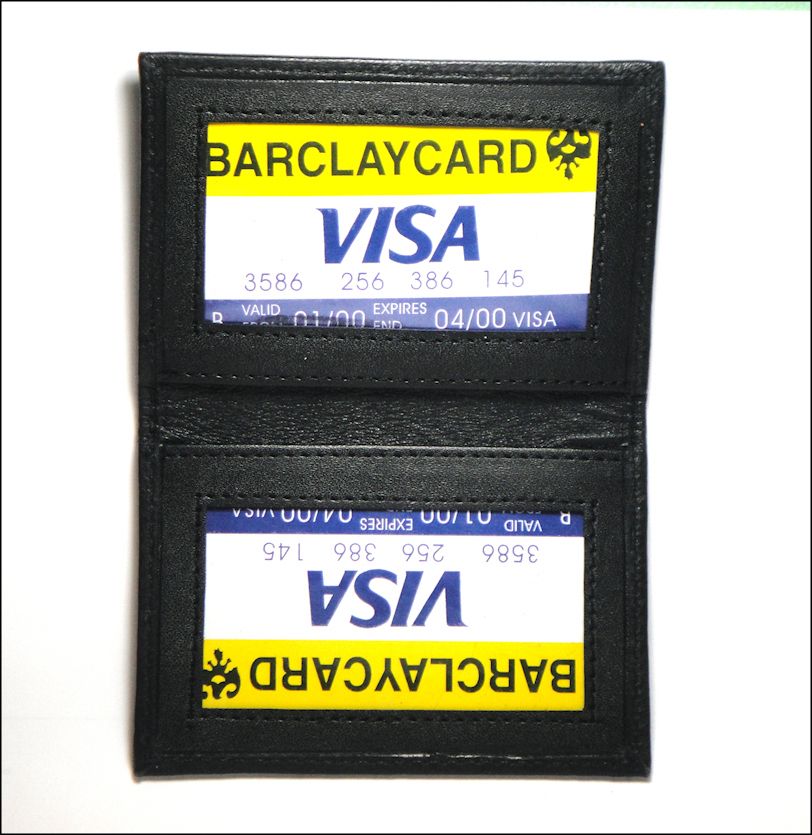 Black Leather Slim Credit Card Holder Wallet   S6206  