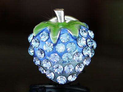 Blue Strawberry Pin Brooch use Swarovski Crystal SP005  