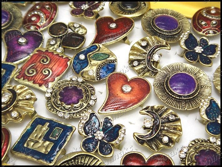 Wholesale jewelry lots 10pcs Vintage rhinestones fashion rings 