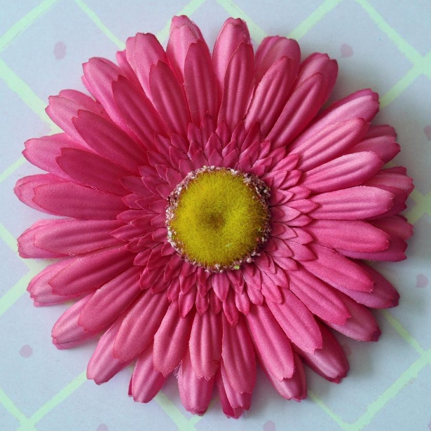 Bright Pink Gerbera Daisy Silk Flower Brooch Pin  