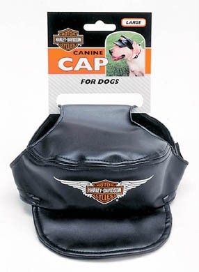 Harley Davidson Black Dog Canine Cap Hat Vinyl LG  