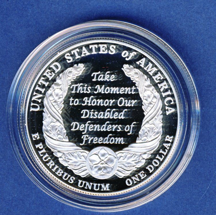 2010 AMERICAN VETERANS DISABLED FOR LIFE PROOF SILVER DOLLAR  